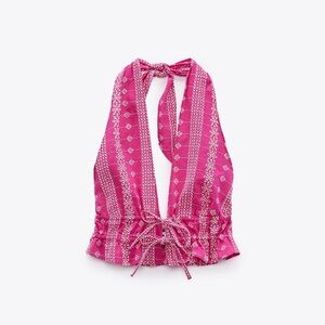 Zara embroidered eyelet halter top